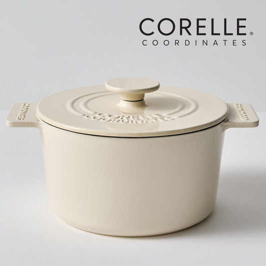 CORELLE Ashley Cast Iron Nonstick Stew Pot (20cm) Ivory