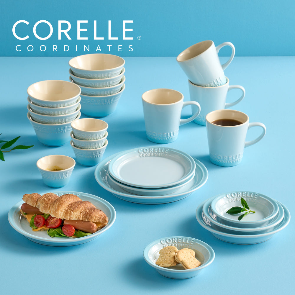 Corelle Breeze Stone Dinnerware 24p Dishwasher Oven Safe Blue