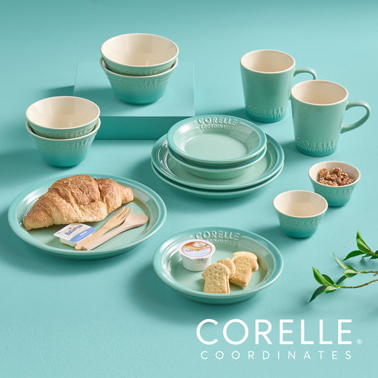 Corelle Breeze Stone Dinnerware 14p Dishwasher Oven Safe Green