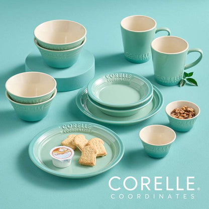 Corelle Breeze Stone Dinnerware 12p Dishwasher Oven Safe Green