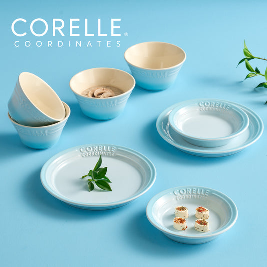 Corelle Breeze Stone Dinnerware 8p Dishwasher Oven Safe Blue