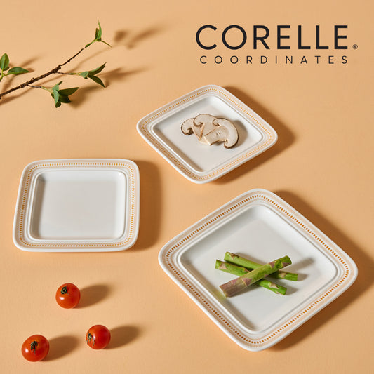 Corelle Rosemont Square Plate 3pc Dinner Set - Adamhnk