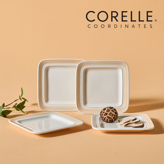 Corelle Rosemont Square Plate 4pc 6.5" Dinner Set - Adamhnk