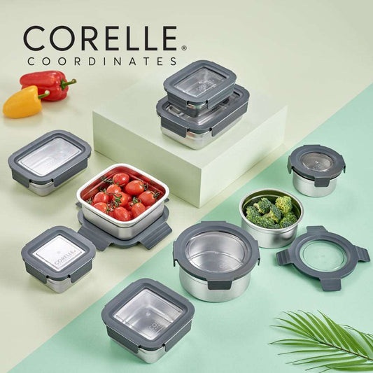 Corelle Airtight Stainless Steel Food Storage Container 9p Dishwasher Safe