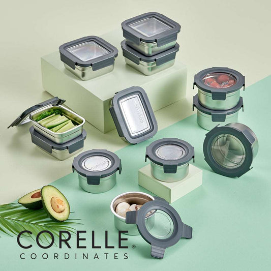 Corelle Airtight Stainless Steel Food Storage Container 12p Dishwasher Safe
