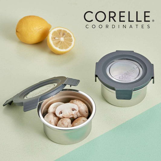 Corelle Airtight Stainless Steel Food Storage Container 2p (370ml) Dishwasher Safe