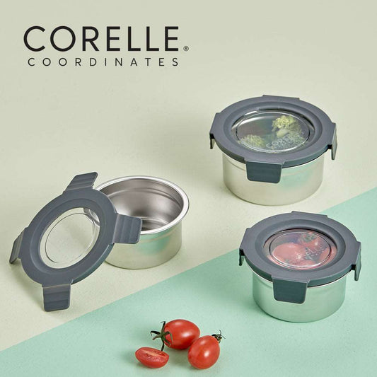 Corelle Airtight Stainless Steel Food Storage Container 3p Dishwasher Safe