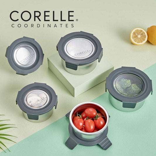Corelle Airtight Stainless Steel Food Storage Container 5p Dishwasher Safe