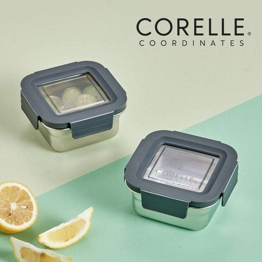 Corelle Airtight Stainless Steel Food Storage Container 2p (400ml) Dishwasher Safe