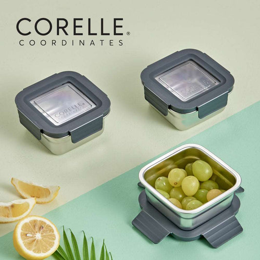 Corelle Airtight Stainless Steel Food Storage Container 3p (400ml) Dishwasher Safe