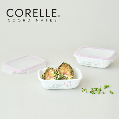 Corelle Monteverde San Jose Rectangular Sealed Food Storage Container 2p (1.0L) Dishwasher Oven Safe White