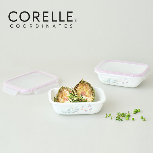 Corelle Monteverde San Jose Rectangular Sealed Food Storage Container 2p (1.0L) Dishwasher Oven Safe White