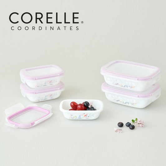 Corelle Monteverde San Jose Rectangular Sealed Food Storage Container 5p Dishwasher Oven Safe White