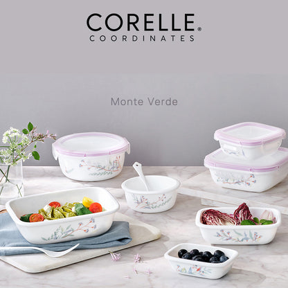 Corelle Monteverde San Jose Square Sealed Food Storage Container 2p (300ml) Dishwasher Oven Safe White