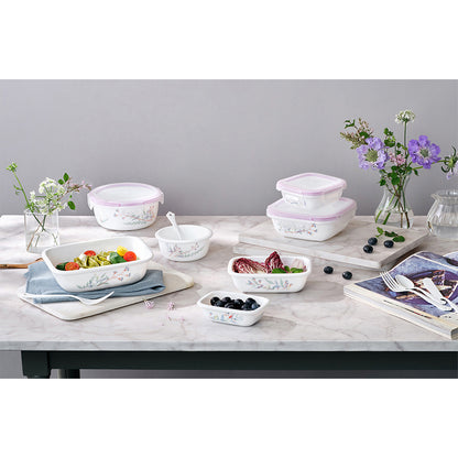 Corelle Monteverde San Jose Square Sealed Food Storage Container 2p (300ml) Dishwasher Oven Safe White