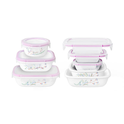 Corelle Monteverde San Jose Square Sealed Food Storage Container 2p (300ml) Dishwasher Oven Safe White