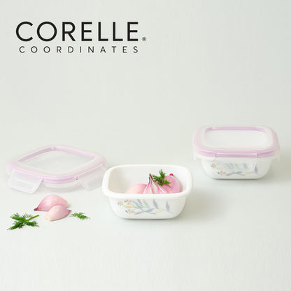 Corelle Monteverde San Jose Square Sealed Food Storage Container 2p (300ml) Dishwasher Oven Safe White