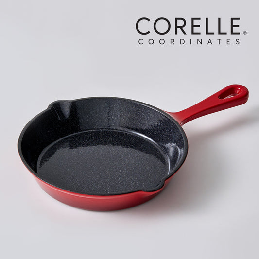 CORELLE Scarlet Cast Iron Nonstick Frying Pan (21cm) Red