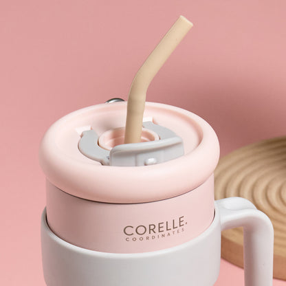 CORELLE COORDINATES Stinless Steel Vacuum Mug Tumbler (1.25L) with Straw White