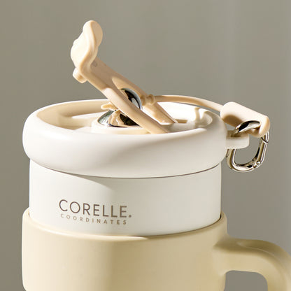 CORELLE COORDINATES Stinless Steel Vacuum Mug Tumbler (1.25L) with Straw White