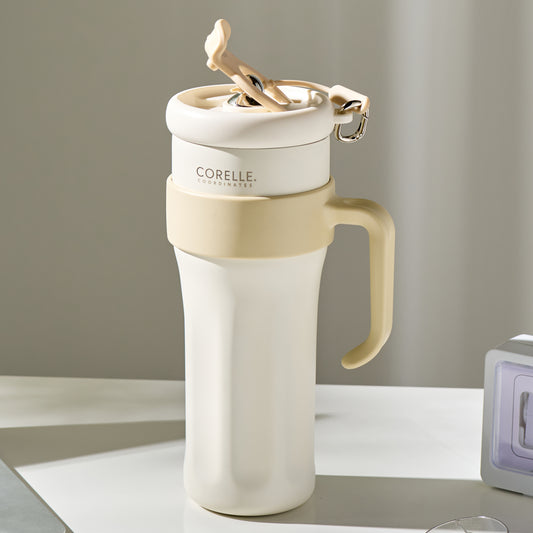 CORELLE COORDINATES Stinless Steel Vacuum Mug Tumbler (1.25L) with Straw White