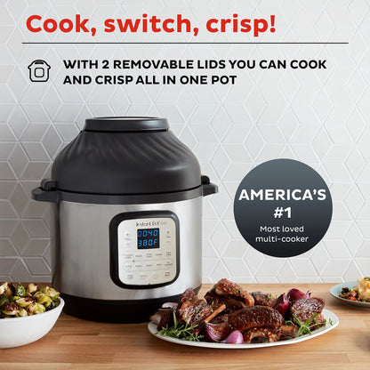 Instant Pot Duo Crisp + Air Fryer (8.0L) Electric Pressure Cooker 11-in-1 Multi Cooker 1500W Silver