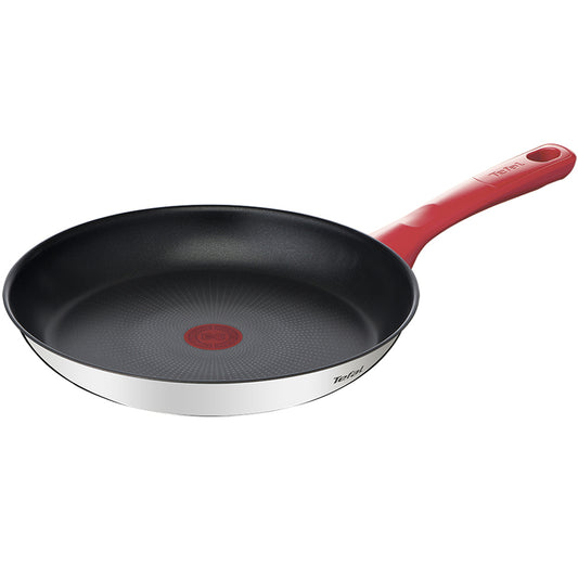 Tefal Edition Red Stainless Steel Induction Nonstick Frying Pan (20cm) Dishwasher Oven Safe No PFOA Silver