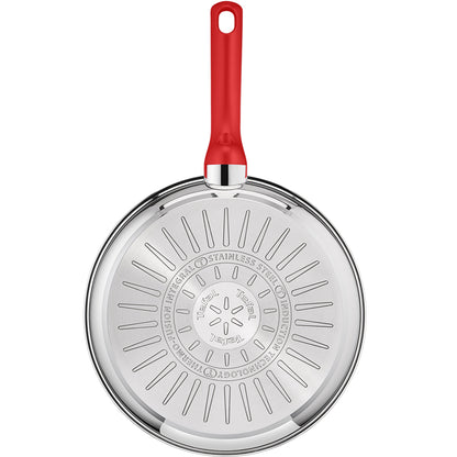 Tefal Edition Red Stainless Steel Induction Nonstick Frying Pan (26cm) Dishwasher Oven Safe No PFOA Silver