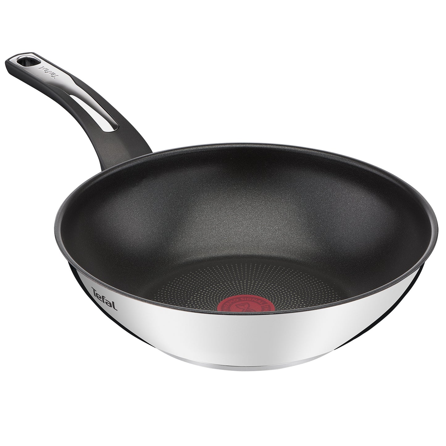 Tefal Emotion Stainless Steel Induction Wok Pan (28cm) Dishwasher Oven Safe No PFOA Silver