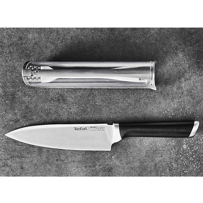 TEFAL EVER SHARP German Stainless Steel Chef's Knife (16.5cm) Sharpener Safe Storage Container Silver