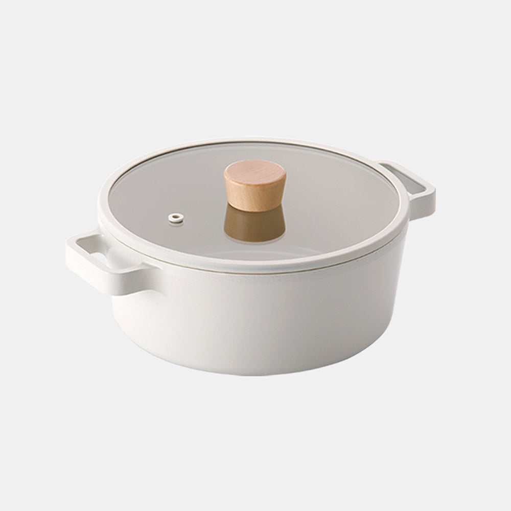 FIKA Induction Ceramic Saucepan (18cm) + Stew Pot (22cm) 2p No PFOA White