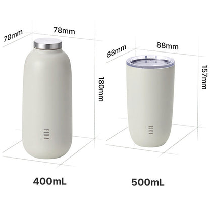 FIKA Flat Cap Mug Tumbler (500ml) + Bottle Thermos (400ml) Ivory