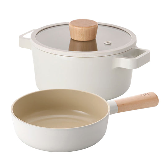 FIKA Induction Frying Pan (18cm) + Stew Pot (16cm) 2p No PFOA White