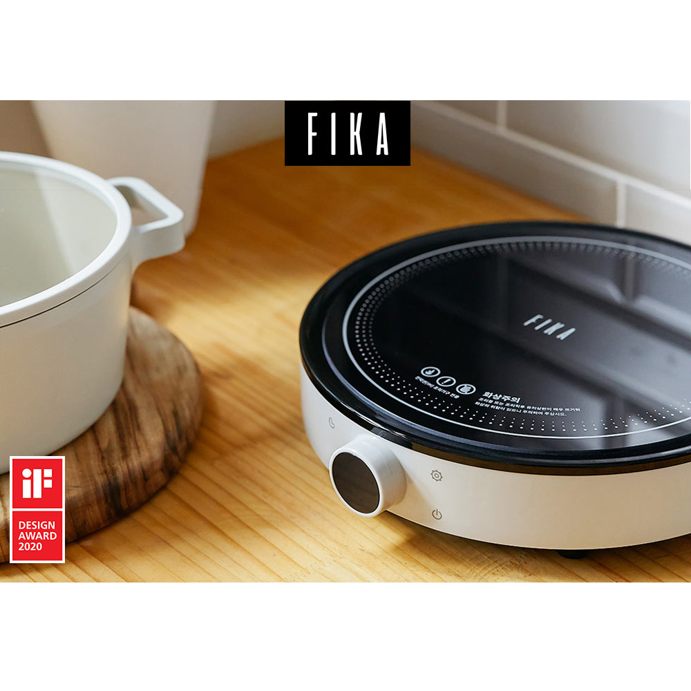 FIKA Round IH Induction Electric Hob (Range) One Touch Panel & Dial 2000W Black & White