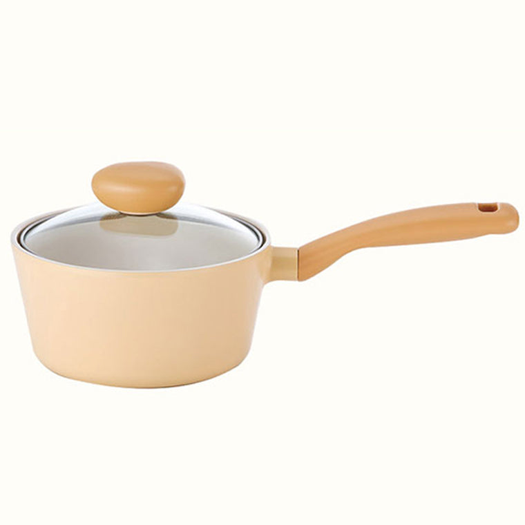 FLAN Induction Saucepan (18cm) with Glass Lid Dishwasher Safe No PFOA Yellow