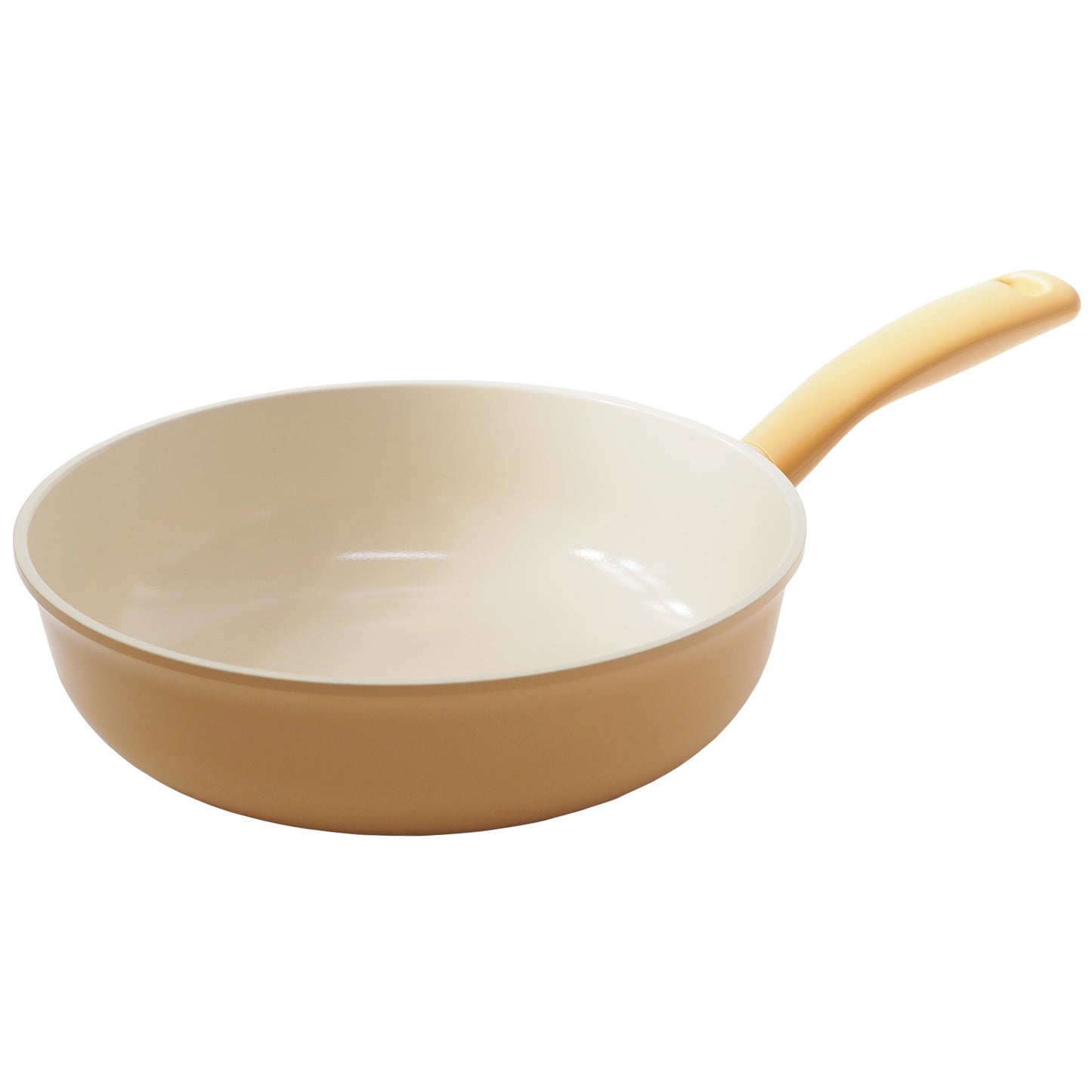 FLAN Induction Wok Pan (26cm) Soft-Touch Handle Dishwasher Safe No PFOA Yellow