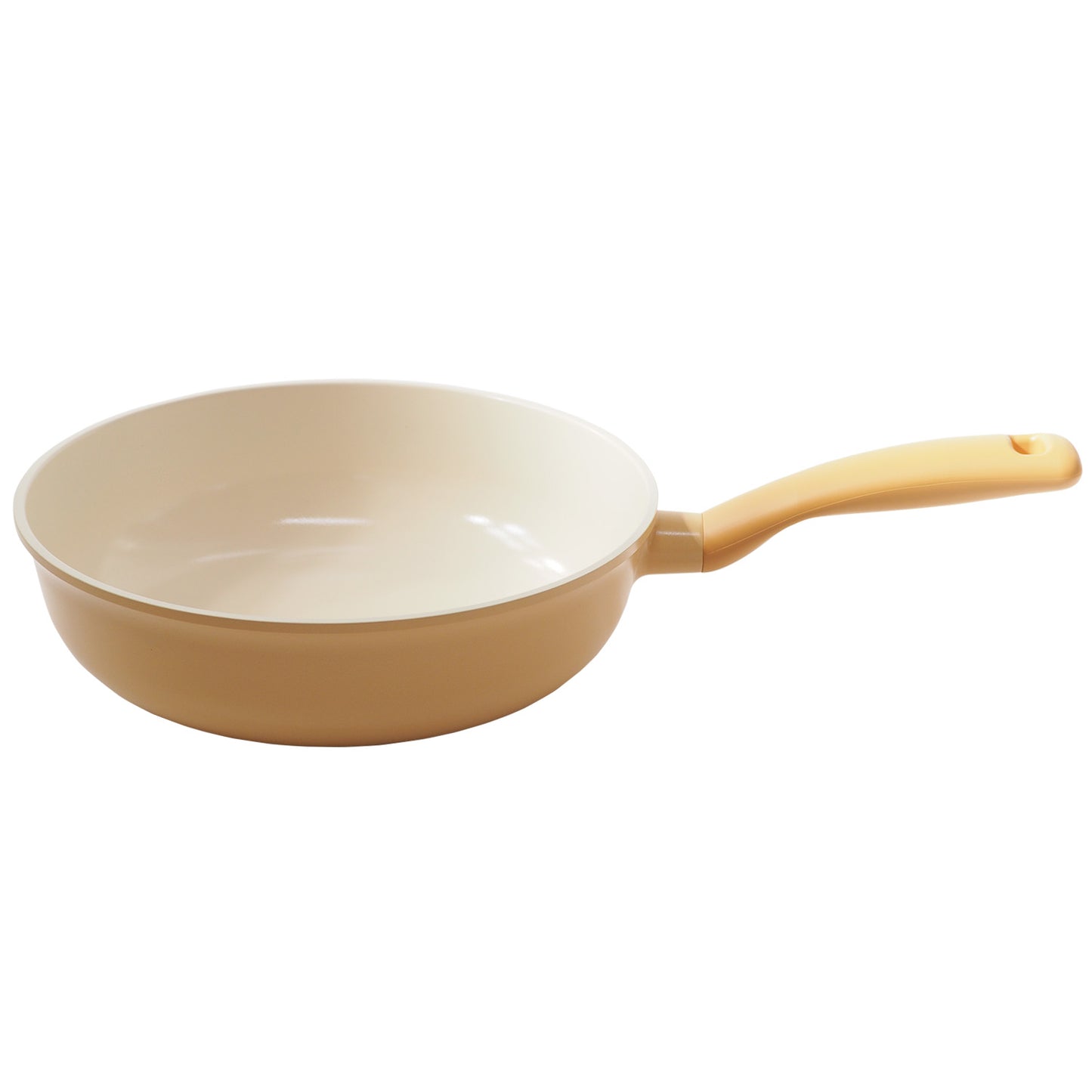 FLAN Induction Wok Pan (26cm) Soft-Touch Handle Dishwasher Safe No PFOA Yellow