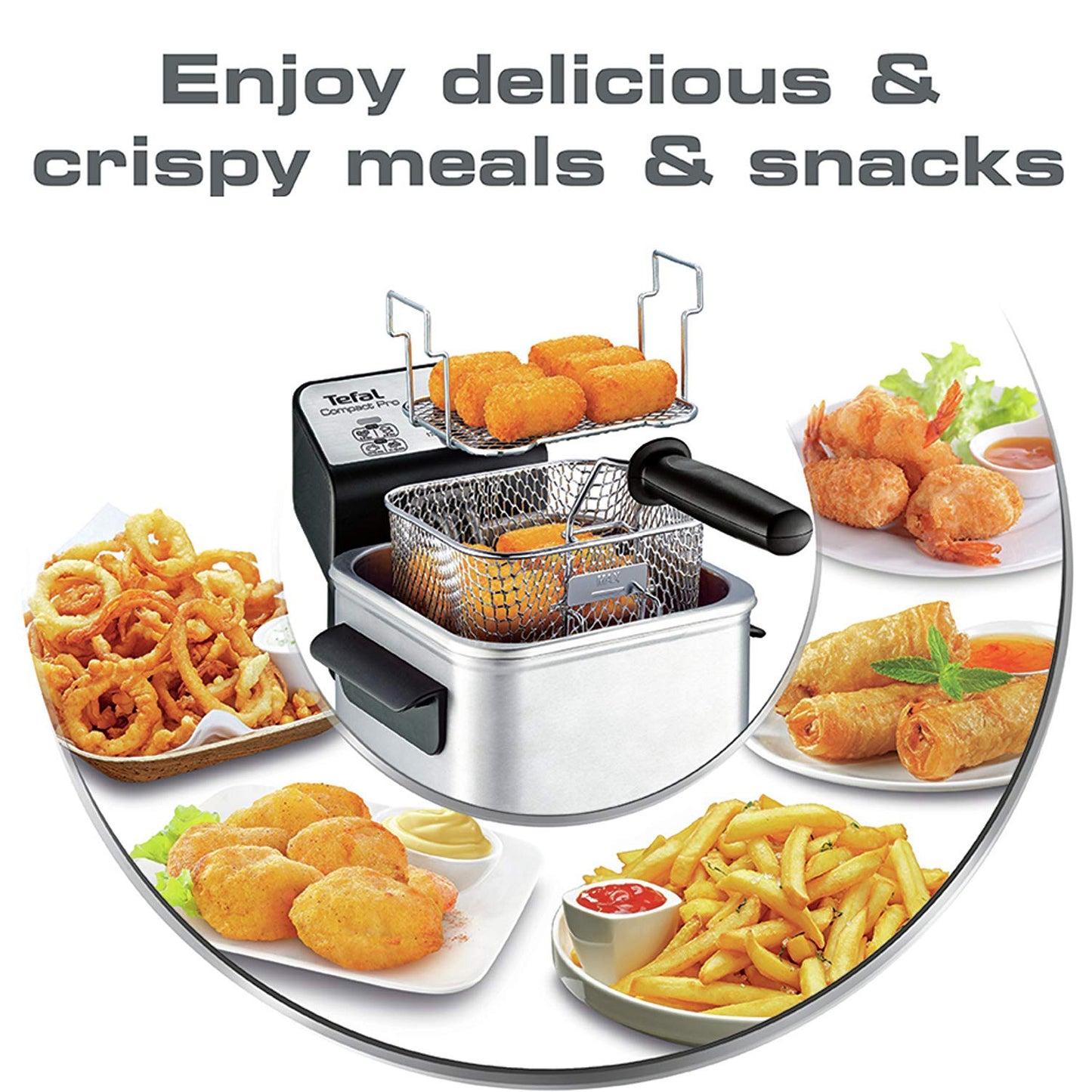 Tefal FR3220 Compact Pro Deep Fryer (2.5L) with Basket for Dual Level Cooking 1700W Silver