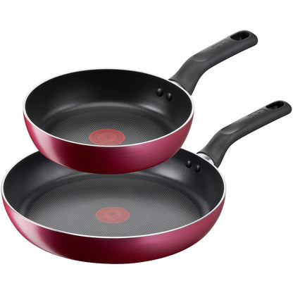 Tefal Glory Induction Frying Pan 2p (20+28cm) Dishwasher Oven Safe No PFOA Red