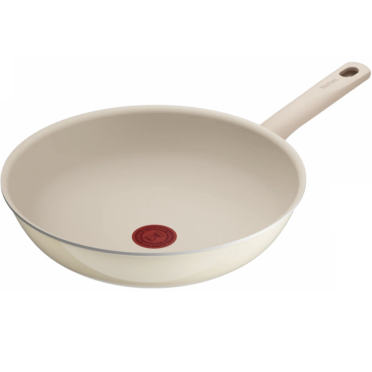 Tefal Glossy Shine Titanium 2X Nonstick Wok Pan (28cm) Dishwasher Safe Beige