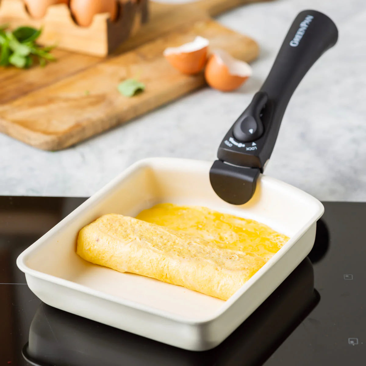 Greenpan Click Chef Induction Frying Pan 5p PFAS Free - Cream White - Adamhnk