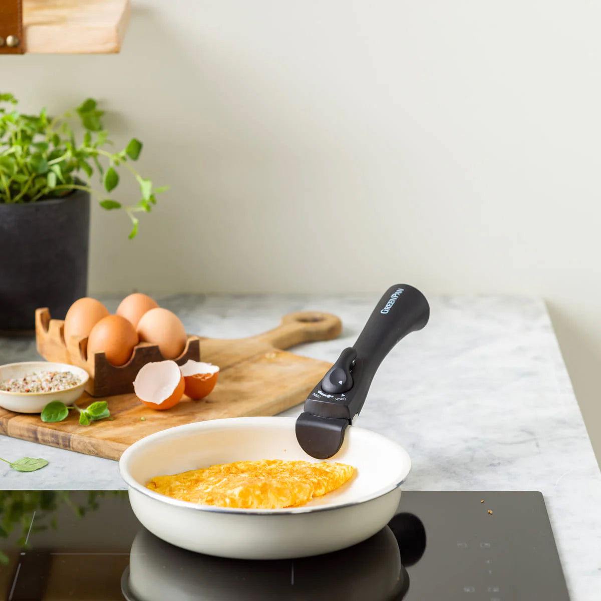 Greenpan Click Chef Induction Frying Pan 5p PFAS Free - Cream White - Adamhnk
