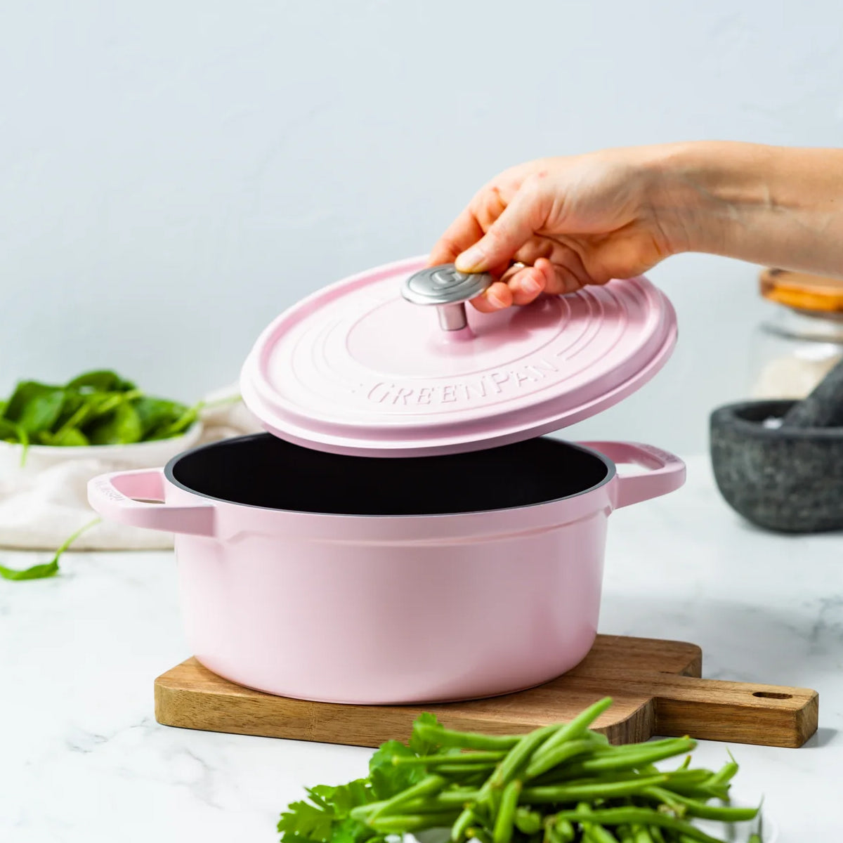 Greenpan Featherweights Casserole (22cm) + Lid PFAS-Free Pink - Adamhnk
