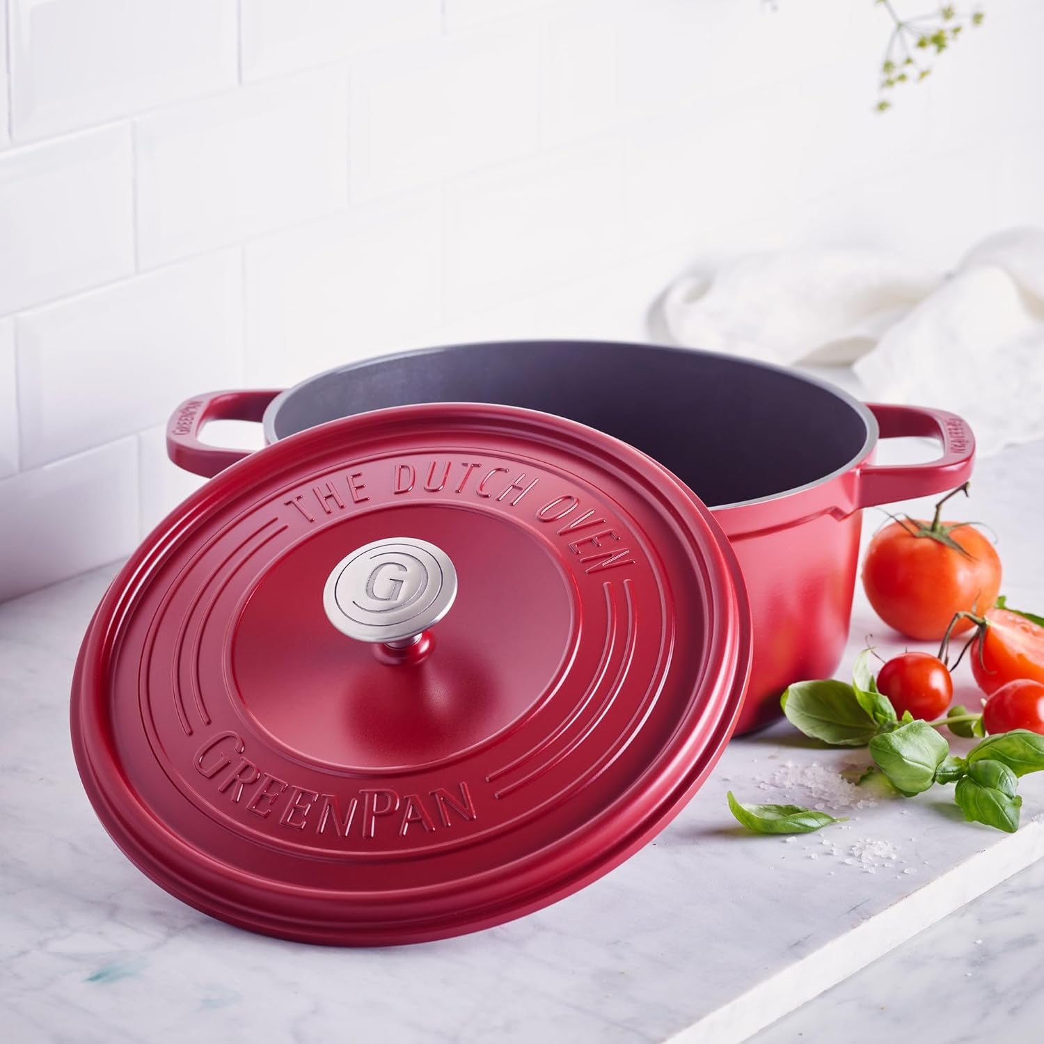 Greenpan Featherweights Casserole (22cm) + Lid PFAS-Free Red - Adamhnk