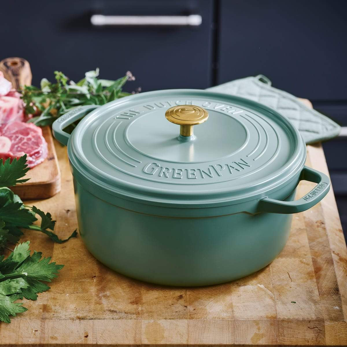 Greenpan Featherweights Casserole (24cm) + Lid PFAS-Free Blue - Adamhnk