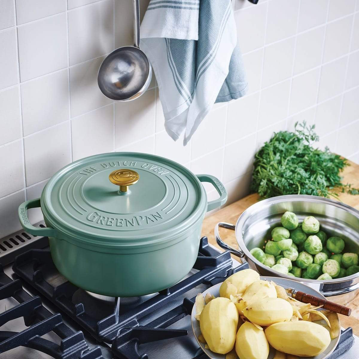Greenpan Featherweights Casserole (24cm) + Lid PFAS-Free Blue - Adamhnk