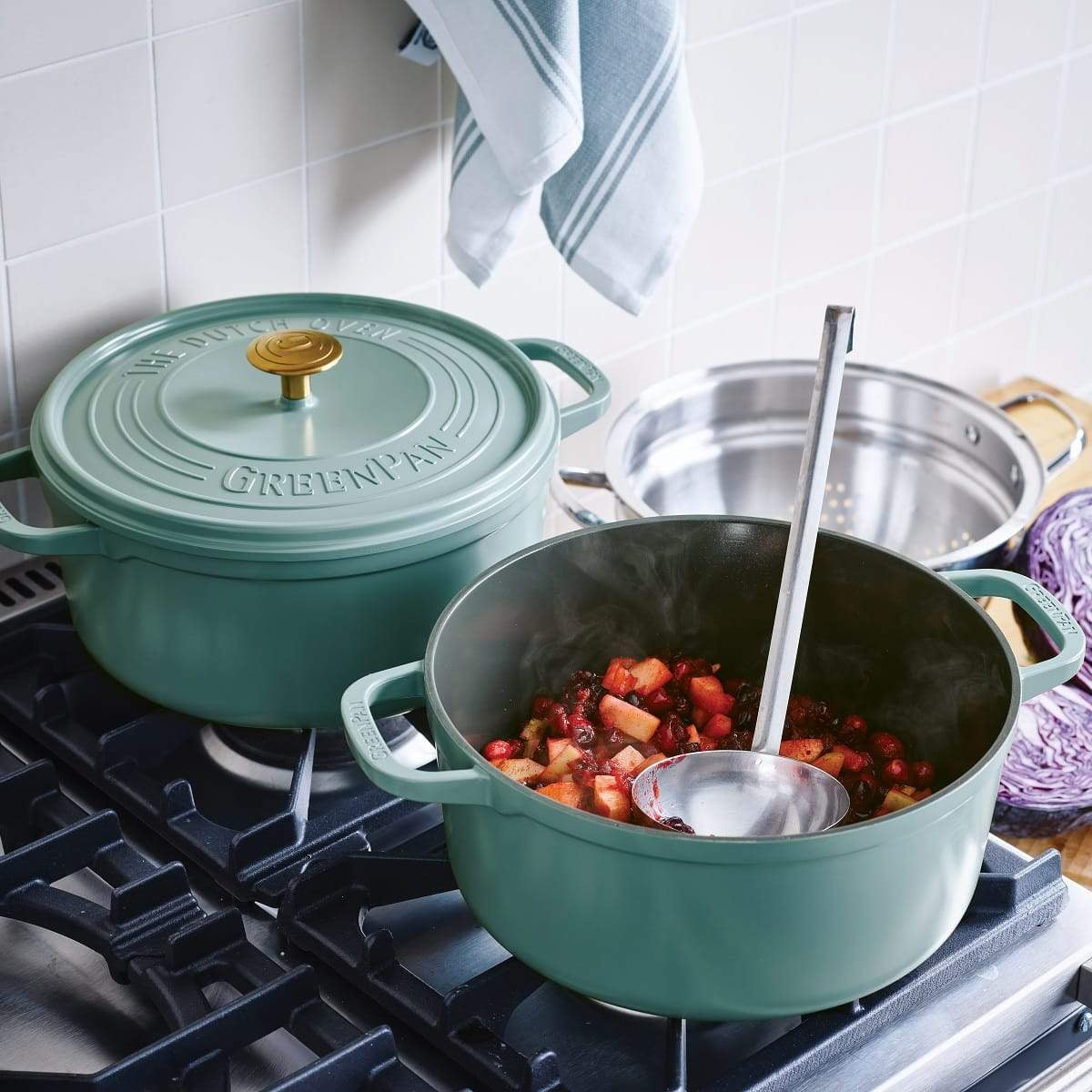 Greenpan Featherweights Casserole (24cm) + Lid PFAS-Free Blue - Adamhnk