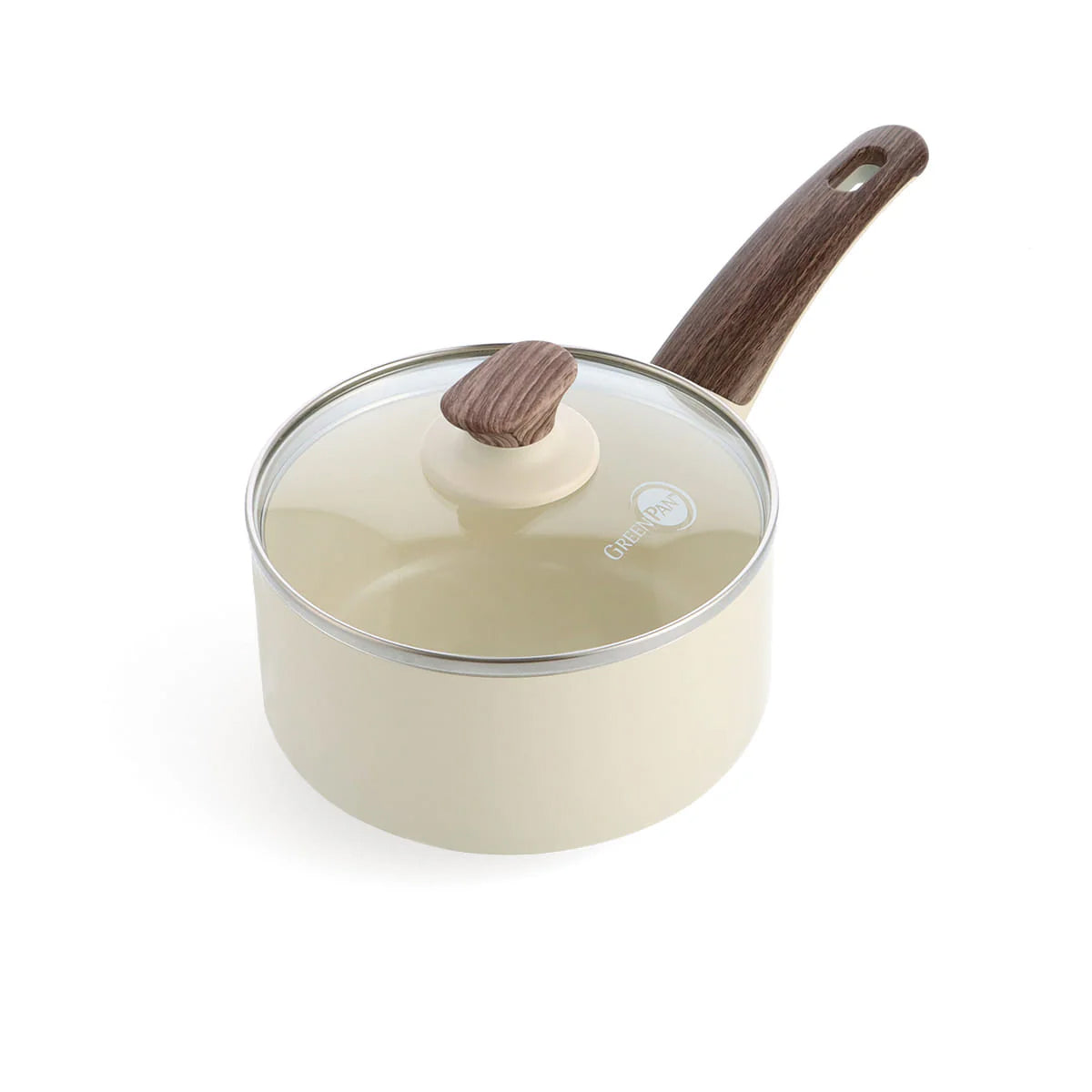 Greenpan Wood-Be Saucepan (16cm) PFA Free - Cream White - Adamhnk