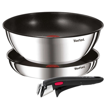 Tefal Ingenio Edition Stainless Steel Nonstick Frying Pan 3p Dishwasher Oven Safe No PFOA Silver