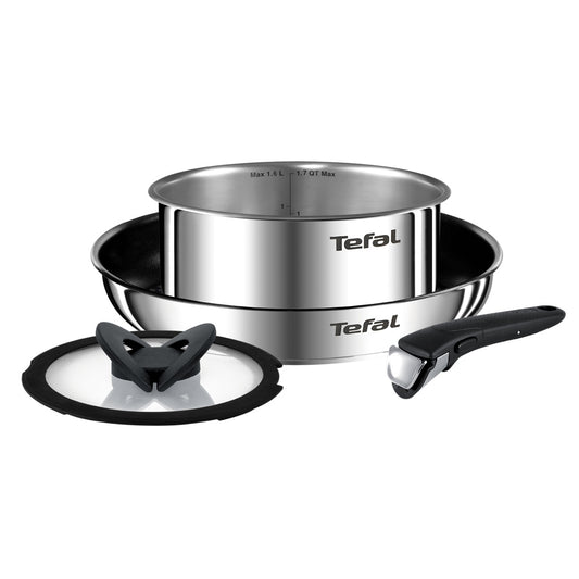 Tefal Ingenio Emotion Stainless Steel Nonstick Frying Pan 4p Dishwasher Oven Safe No PFOA Silver